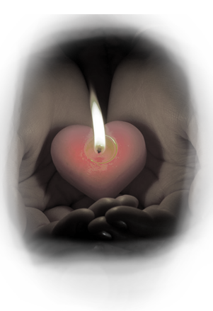 image of hands holding a candle